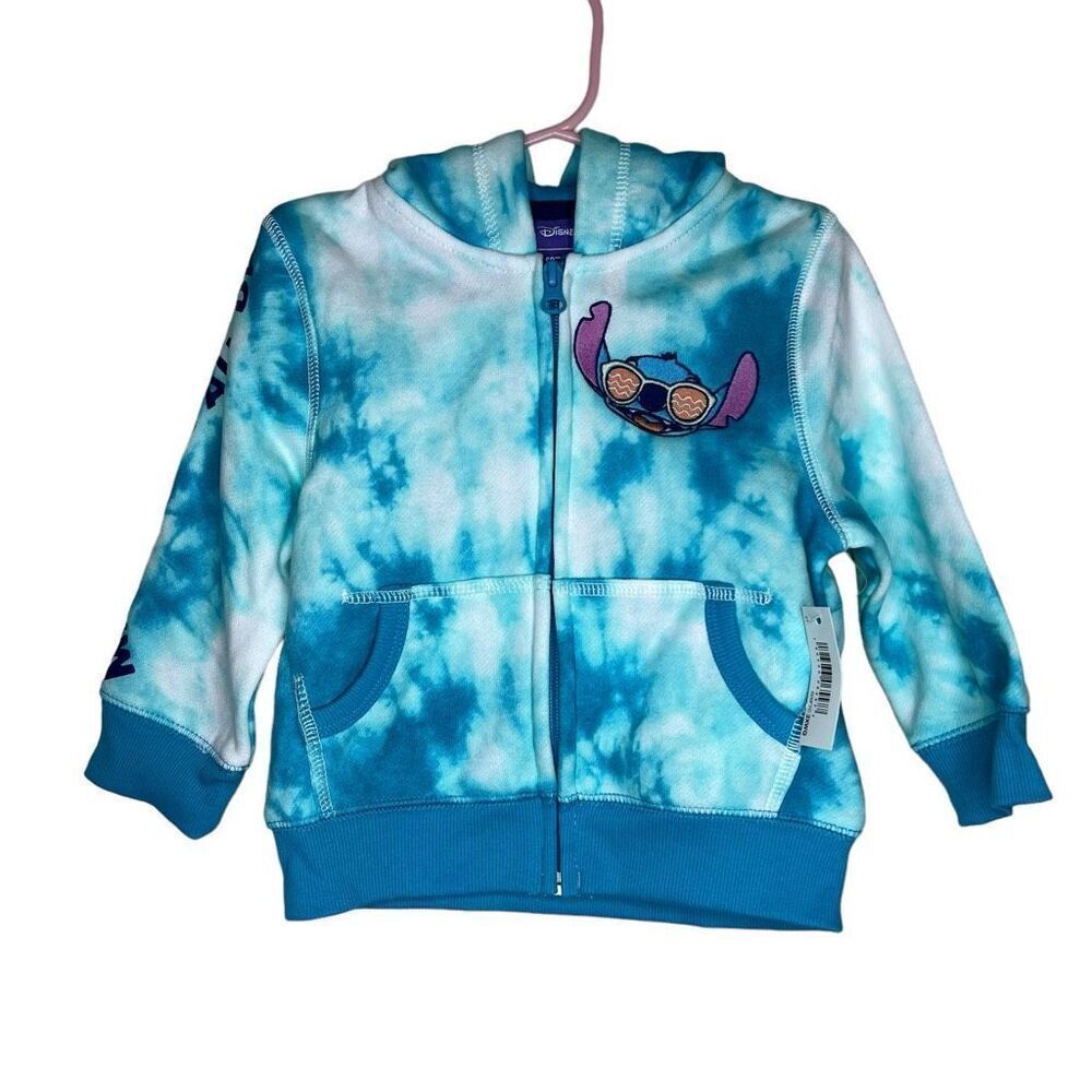 NWT Spotted Zebra Disney Stitch Tie Dye Zip Stitch Hoodie 2T